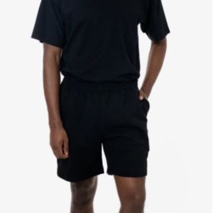 Black Heavy Fleece Mid-Length Short